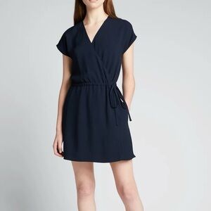 Theory Navy Short Sleeve Wrap Romper NWT